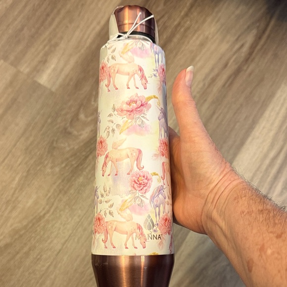 Manna Floral Unicorn Thermos - Pink and Cream - Picture 1 of 5